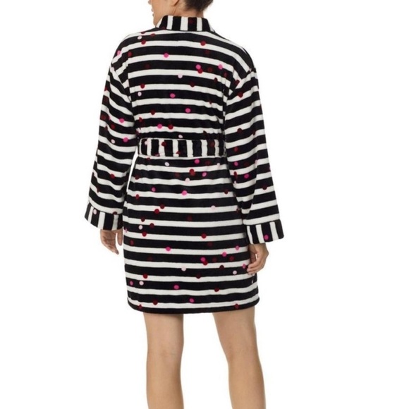 Kate Spade Striped Black and White Robe with Pink Dots Size M - Picture 2 of 9